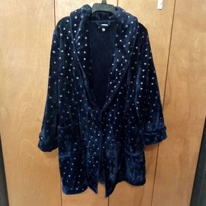 Sonoma Dark Blue With Stars Plush Women's Robe (S)